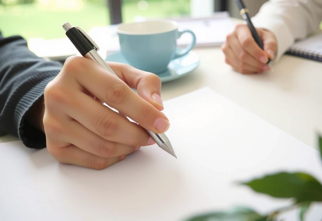 A hand writing a message, symbolizing communication and connection